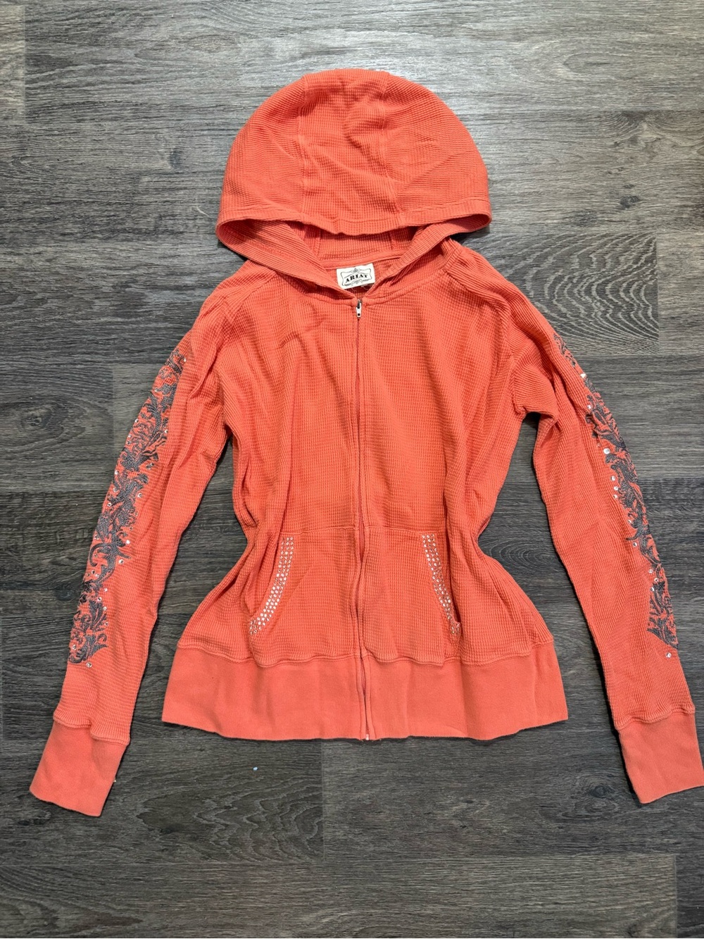 Orange Y2K Embellished Zip-Up Hoodie - Ariat
